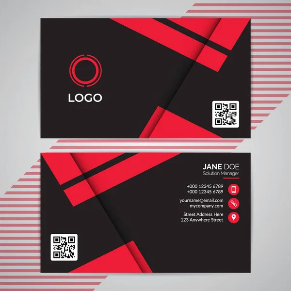 Red Abstract Geometric Modern Simple Business Card Template Dalam Bahasa - Stok Vektor