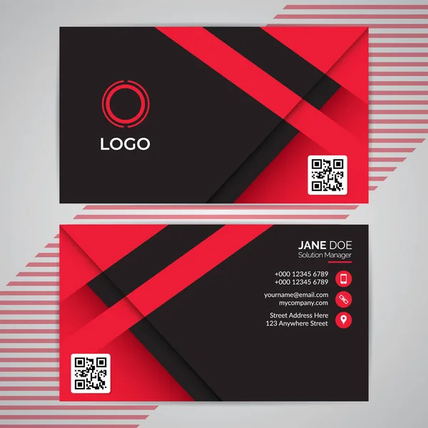 Red Abstract Geometric Modern Simple Business Card Template Design Graphic — Stockvektor