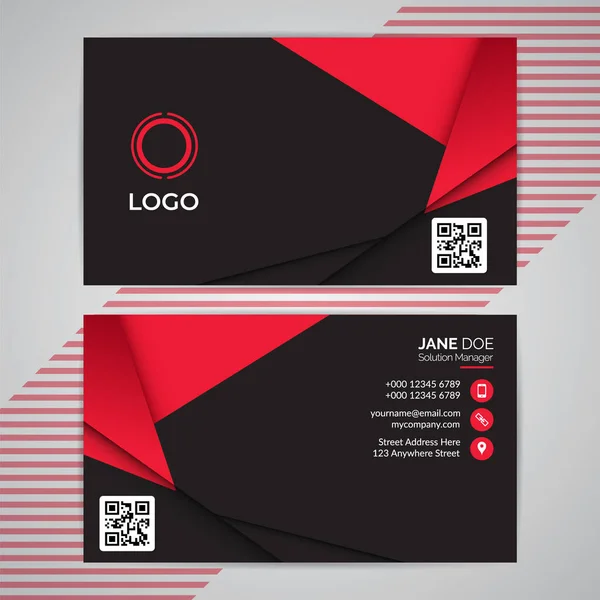 Red Abstract Geometric Modern Simple Business Card Template Inglés Vector — Archivo Imágenes Vectoriales