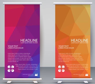 Düşük poligonal Banner Dikey, Çokgen Modern Arka plan Doğal Gradyan Duvar Kağıdı İşletmeleri, Roll Up Standee Office, Company, Modern kart şablonu Web, iniş sayfası, kapak, reklam, yayın,