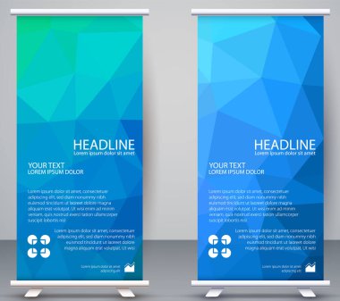 Düşük poligonal Banner Dikey, Çokgen Modern Arka plan Doğal Gradyan Duvar Kağıdı İşletmeleri, Roll Up Standee Office, Company, Modern kart şablonu Web, iniş sayfası, kapak, reklam, yayın,