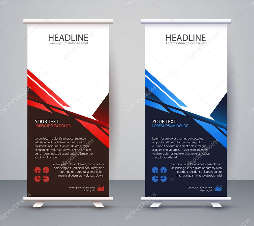 Business Roll up Standee. Design Banner Template Presentation and Brochure Flyer Vector.