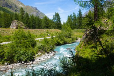 Nehirde Rhemes Notre Dame Vadisi, Aosta, Alpler, İtalya