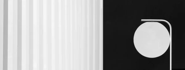 Bílá Kulatá Visačka Černé Stěně Moderní Design Řady Architektury Banner — Stock fotografie
