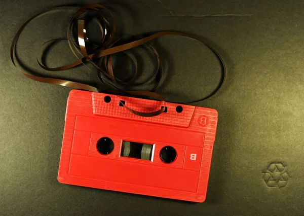 Retro red cassette tape — Stock Photo, Image