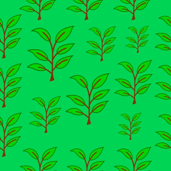 Płynny Wzór Zielony Małe Drzewo Nadaje Się Tła Okładki Tkaniny — Wektor stockowy