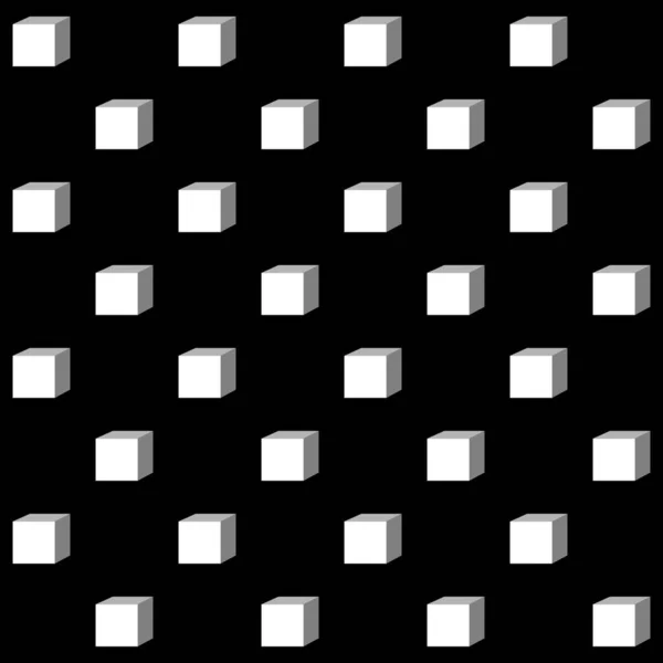 Geometric White Box Seamless Pattern Black Background — Stock Vector