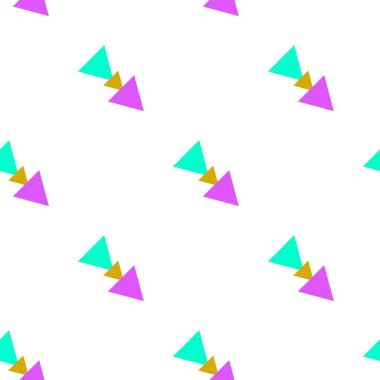 Yan yana dizilmiş üç üçgenin kusursuz desenli geometrisi. Arkaplan, kapak, kumaş, moda vs. için uygun.