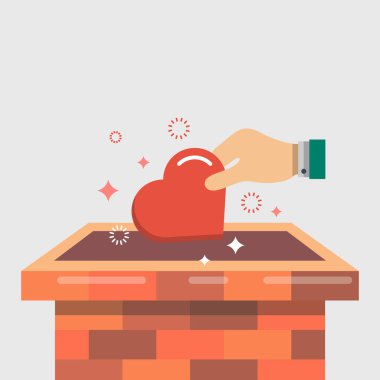 Special offer concept, lucky draw, chimney, gift surprise, heart, color flat object, Isolated vector design vector stock vector