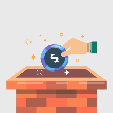 Special offer concept, lucky draw, chimney, gift surprise, coin, color flat object, Isolated vector design vector stock vector