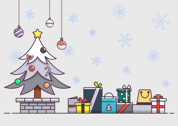 Fesztivál Ünnep Készlet Koncepció Karácsony Újév Jelenlegi Doboz Töltött Színvonal — Stock Vector