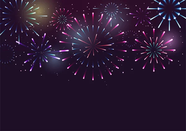 Festival Celebrazioni Concetto Felice Anno Nuovo Fuochi Artificio Notte Sfondo — Vettoriale Stock