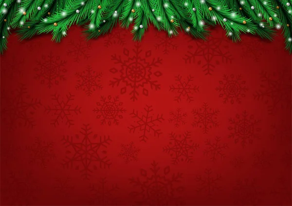 Festivalkonzept Frohe Weihnachten Frohes Neues Jahr Winter Roter Hintergrund Grüne Vektorgrafiken
