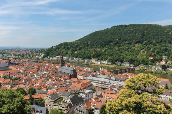 Heidelberg Niemcy Widok Lotu Ptaka Średniowieczne Miasto Kościół Ducha Świętego — Zdjęcie stockowe