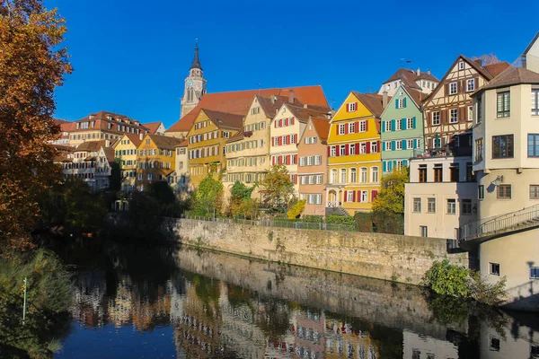 Tubingen Manzaralı Neckar Nehir Kenarındaki Renkli Evler Almanya Nın Ünlü — Stok fotoğraf