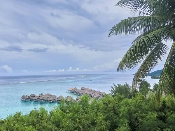 Fantastiskt Tropiskt Paradis Landskap Med Över Vatten Bungalows Villor Honeymoon — Stockfoto