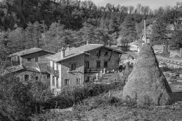 Palheiro Tradicional Campo Rupit Pruit Antiga Aldeia Catalã Medieval Barcelona — Fotografia de Stock