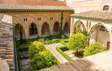 Santa Isabel 'in avlusu Aragon İspanya, Zaragoza' daki Ortaçağ İslam Sarayı 'nda.