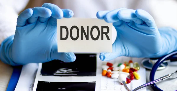Donor Bir Ilaç Kartına Yazsın Steteskoplu Tıbbi Konsept Haplar — Stok fotoğraf