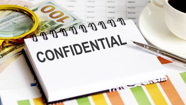 Kelime metni gizlidir. Çizelge, dolar ve ofis araçlarıyla iş kavramı