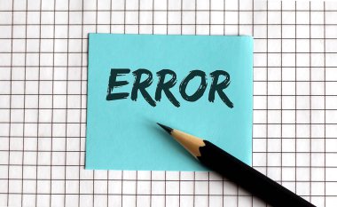 HATA, bu ifade renkli çıkartmalara, not defterine yazılır. İş konsepti