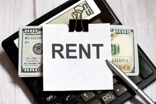 계산기에 Rent — 스톡 사진