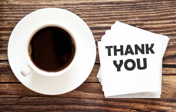 Word Writing Thank You Text Stickers Cap Coffee — Stock Photo, Image