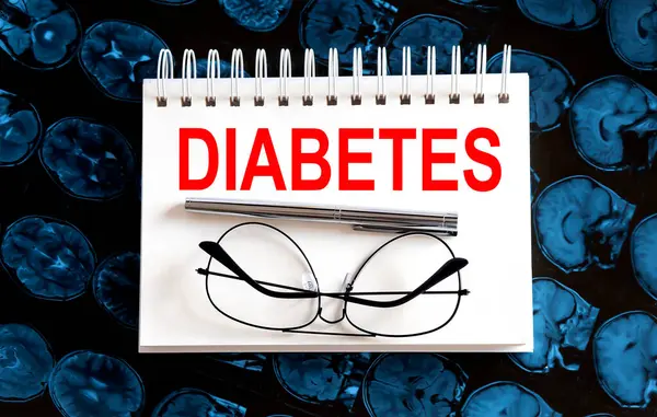 Text Diabetes Auf Einem Mri Hintergrund Medizinisches Konzept — Stockfoto