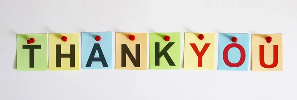 Thank You Phrase Written Multi Colored Stickers White Background Business — Stock Photo, Image