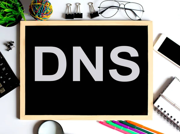 Dns Domain Name System Concept Drawing Board Office Tools — Stock Fotó