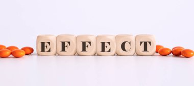 Üst görünüm blokları beyaz arka planda haplı sözcük efekti ile