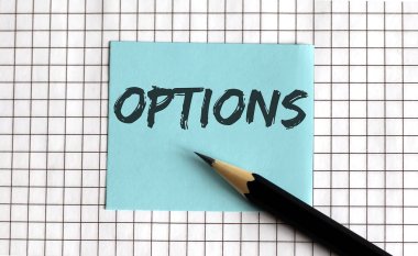 Optiyonlar, bu ifade renkli çıkartmalara, not defterine yazılır. İş dünyası
