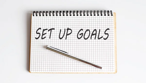 배경에 Set Goals 노트가 — 스톡 사진