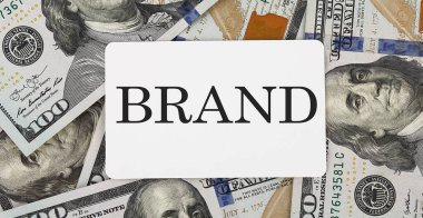 dolar arkaplan, iş konsepti üzerine metin BRAND