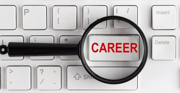 computer keyboard with word CAREER on the white button, closeup