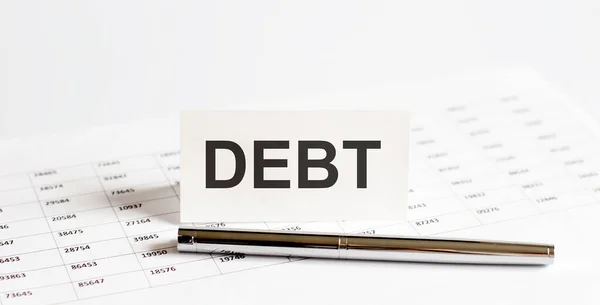 Text Debt Klistermärken Penna Bakgrund Dokument — Stockfoto