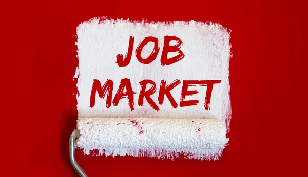 Job Market Una Lattina Aperta Vernice Con Pennello Bianco Sfondo — Foto Stock