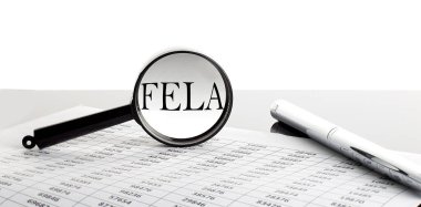 Kalemle arka planda FELA metni olan büyüteç