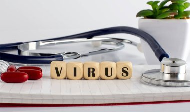 VIRUS kelimesi yapı taşları, tıbbi konsept ile yapılır