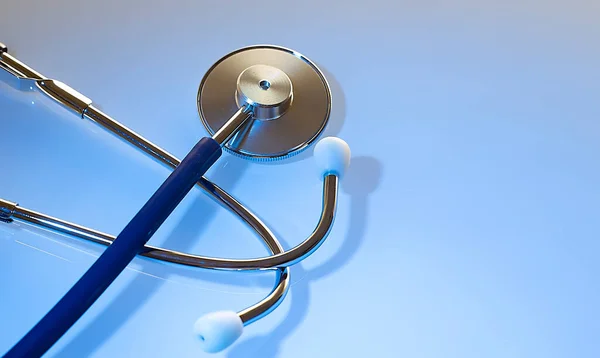 Stethoscope Kék Háttér Orvosi Koncepció — Stock Fotó