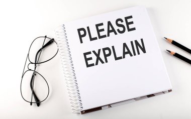 Mesajla değil, lütfen açıkla. Beyaz arka plan. İş konsepti