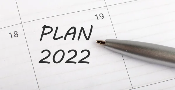 Tekst Plan 2022 Planer Kalendarza Przypomnieć Ważne Spotkanie Piórem Izolowanym — Zdjęcie stockowe