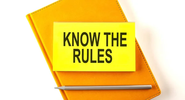 Text Know Rules Sticker Yellow Notebook — Stock fotografie