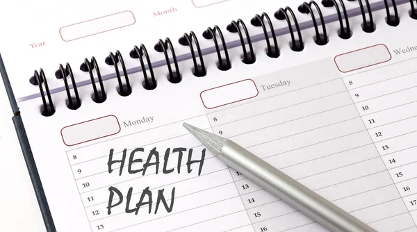 Plano Saúde Planejador Com Lápis Conceito Médico — Fotografia de Stock