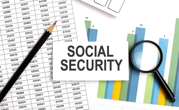 Social Security Text White Card Chart Background — Stock Photo, Image