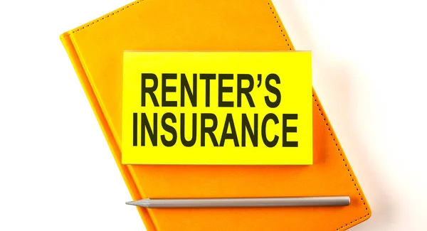Text Renter Insurance Sticker Yellow Notebook — Stock Photo, Image