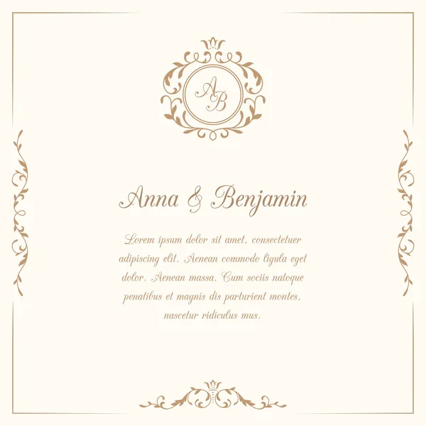 Invitación de boda con monograma — Archivo Imágenes Vectoriales