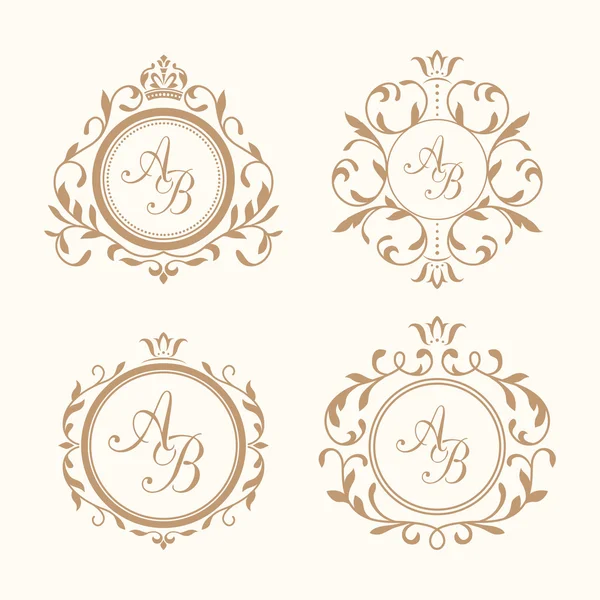 Set of elegant floral monograms — Stock Illustration Set of elegant floral monograms Stock Illustration