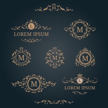 Zarif çiçek Monogram ve Kenarlıklar