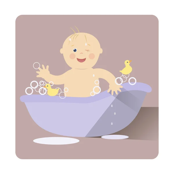 Small baby in bath — Stock Vector